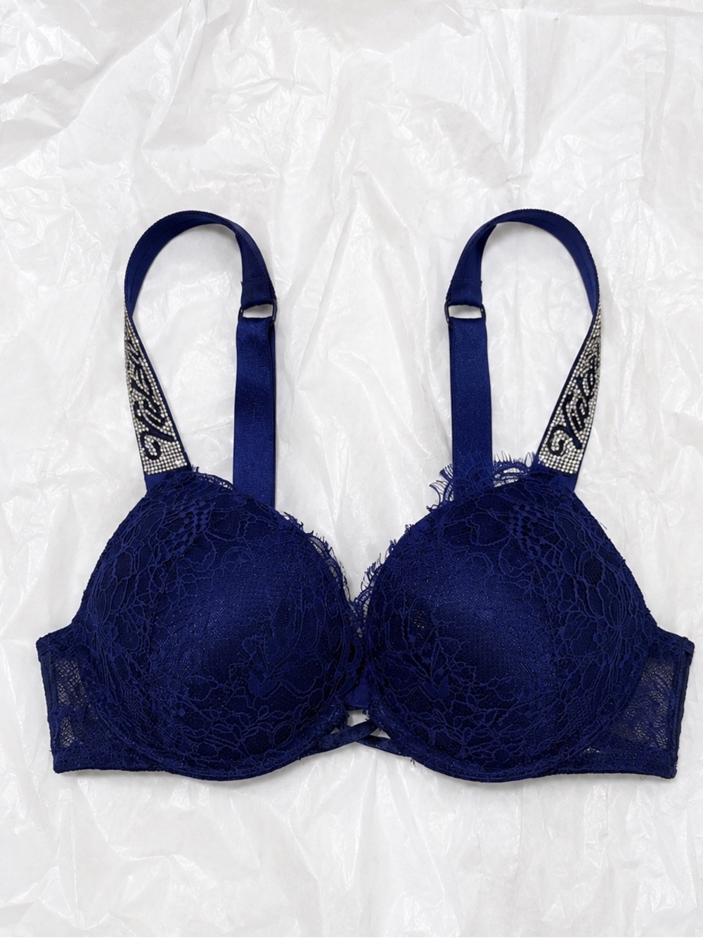 Navy Lace Push-Up Bra - Women Intimates